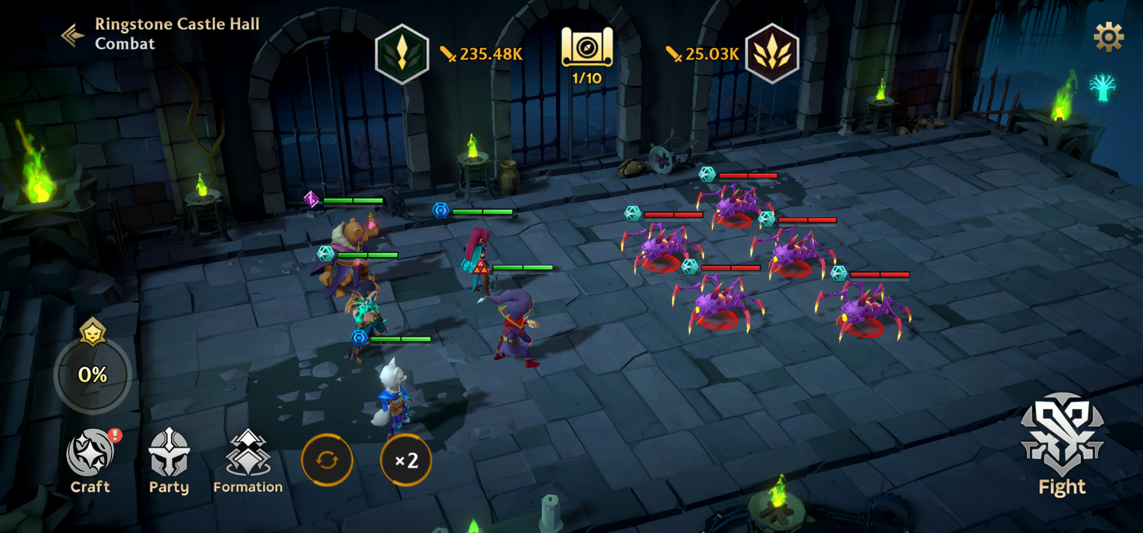 Before — no hero recommendations after a failed dungeon attempt