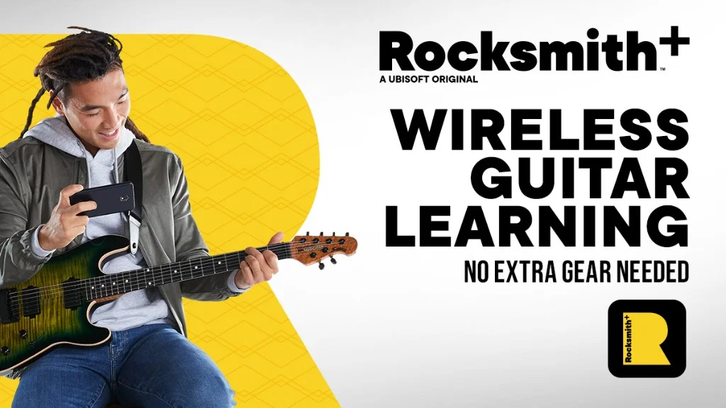 Rocksmith+ wireless guitar learning marketing asset