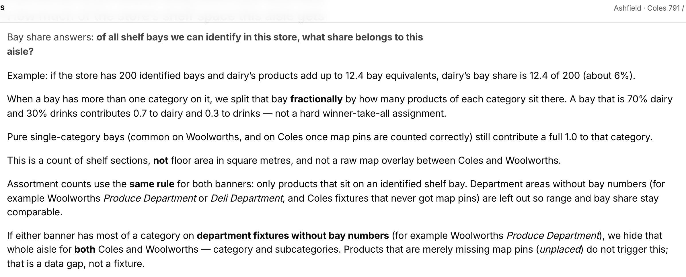 Bay share calculation methodology